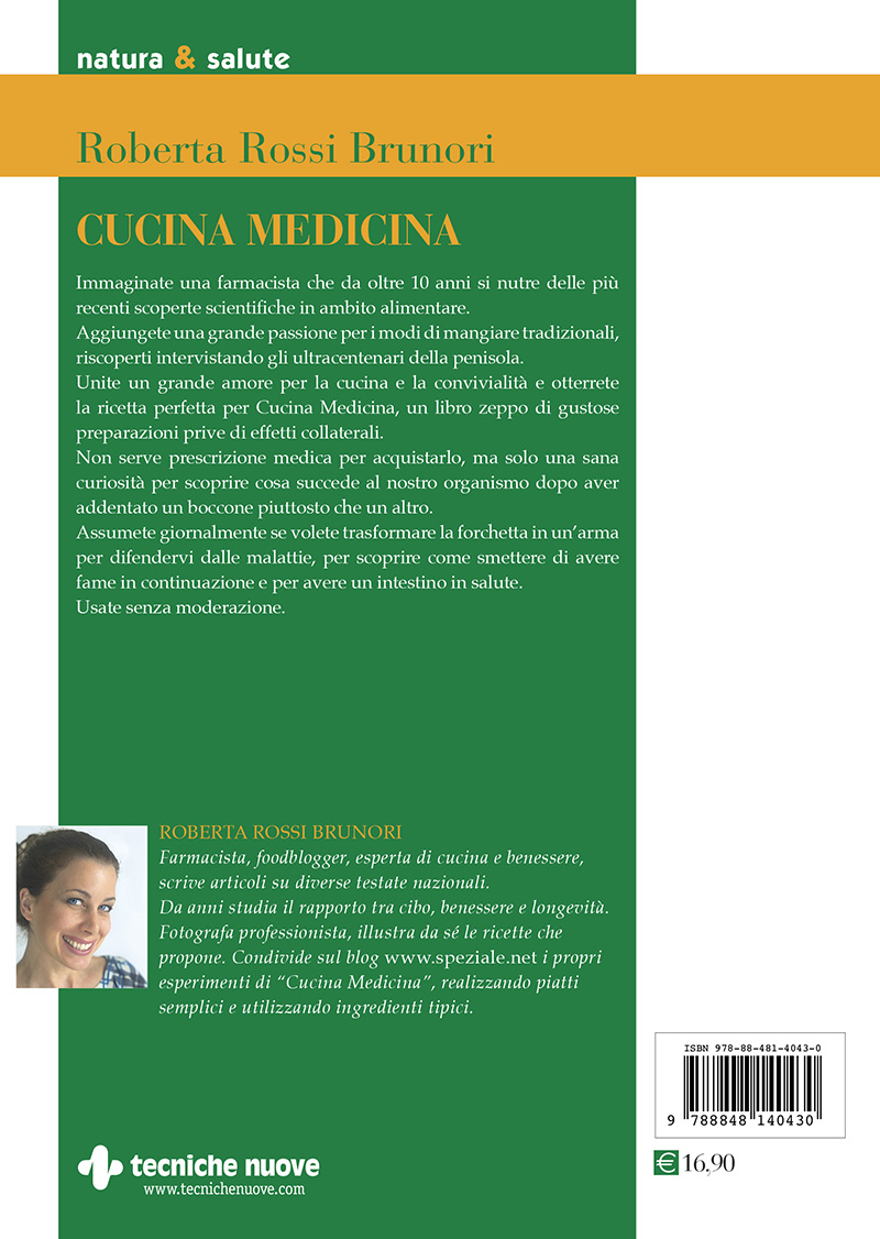Libro Cucina medicina Roberta Rossi Brunoriquarta di copertina